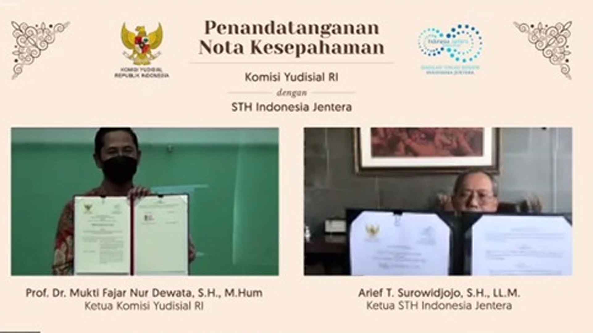 KY dan STH Indonesia Jentera Tandatangani Nota Kesepahaman KY dan STH Indonesia Jentera Tandatangani Nota Kesepahaman